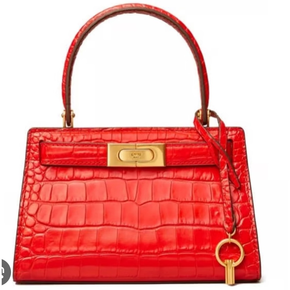 Tory Burch Lee Radziwill Petite Croc-Embossed Leather Bag